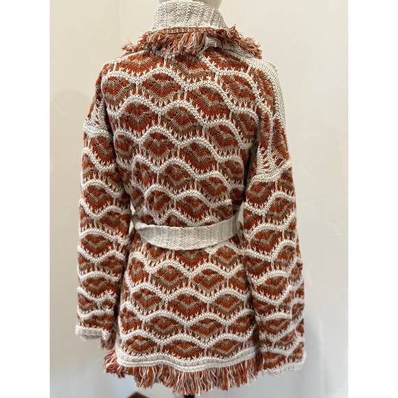 NWT Alanui Hawa Mahal Women's S Patterned intarsia cardigan cream Italy Sweater - Picture 8 of 10